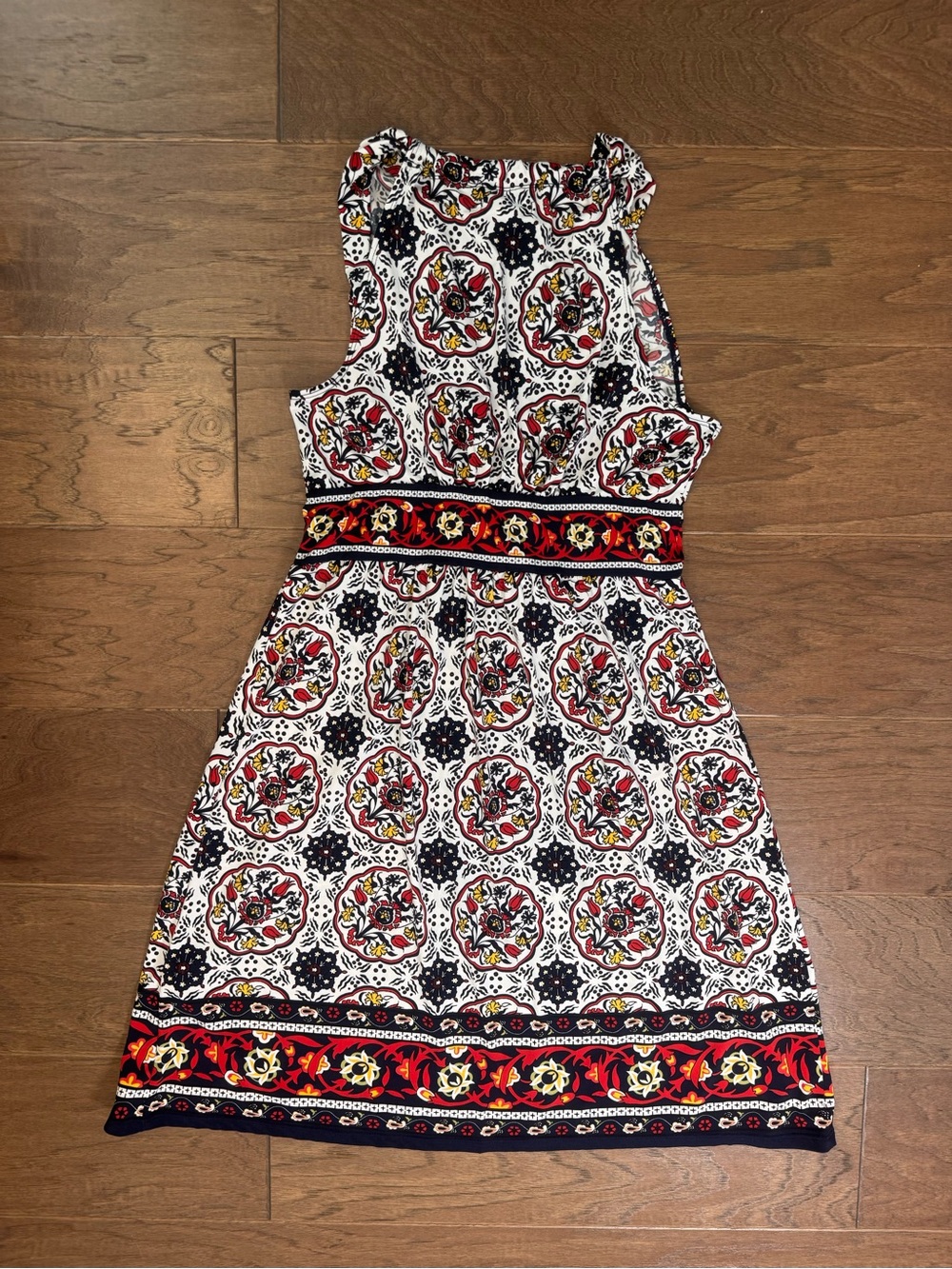 Max Studio Sleeveless A-Line Dress Navy and Red - V-neck - Picture 2 of 11
